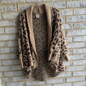 AKEMI + KIN Anthropologie Brown Leopard Wrap Open Front Cardigan Women's Size OS